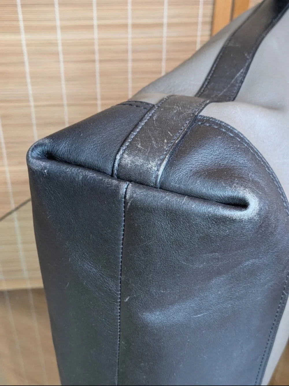 Coach Legacy Rory Two-Tone Leather Shoulder Bag in Gray and Tan